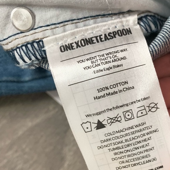 One Teaspoon Freebirds Jeans Skinny Straight Distressed Zip Ankle Blue Cult - Picture 12 of 16